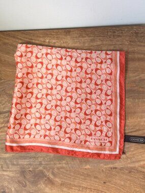 Coach Vintage Signature C Silk Square Scarf - Coral/Orange